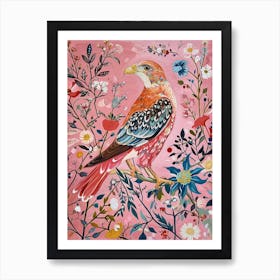 Floral Animal Painting Hawk 2 Art Print