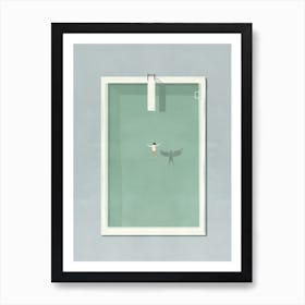 Avian Elation: A Dive into Liquid Skies , swimming collection Art Print