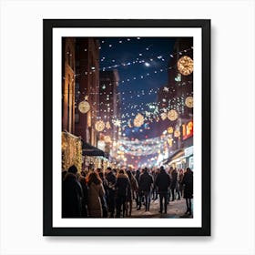 Banner At A Lively New Years Eve Party Drapes Elegantly Across A Bustling Street Strands Of Shiny (5) Poster