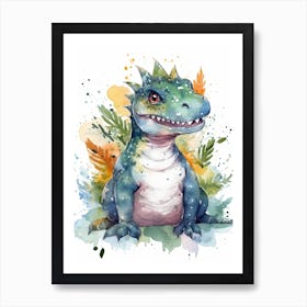 Megalosaurus Cute Dinosaur Watercolour 3 Art Print