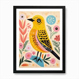 Pink Scandi Yellowhammer 3 Art Print