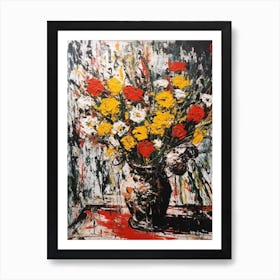 Carnation Still Life Flowers Abstract Expressionism  Art Print