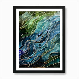 Acrylic Line Nature, Abstract Sea Art Art Print