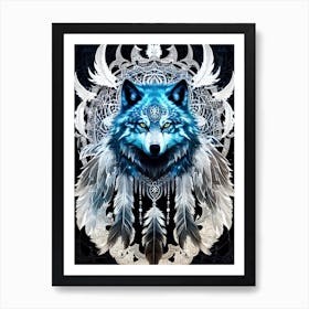 Wolf With Feathers 5 Art Print