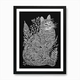 Cymric Cat Minimalist Illustration 4 Art Print