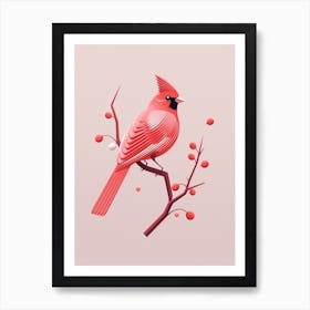 Minimalist Northern Cardinal 1 Illustration Art Print