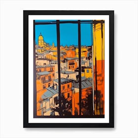 A Window View Of Barcelona In The Style Of Pop Art 2 Art Print