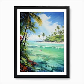 A Painting Of Matira Beach, Bora Bora French Polynesia 5 Art Print