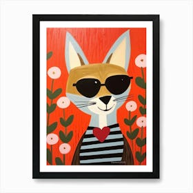 Little Coyote 3 Wearing Sunglasses Art Print