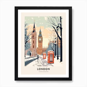 Vintage Winter Travel Poster London United Kingdom 3 Art Print