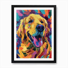 Golden Retriever dog colourful Painting 1 Art Print