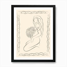 Pretty Lady With Flowers 07 Art Print