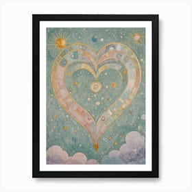 Pastel Heart In The Clouds Art Print