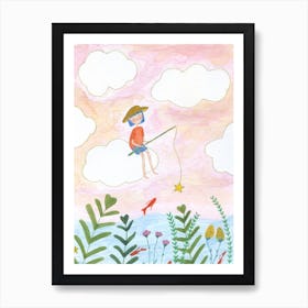 Dreamland 1 Nursery Wall Art, Fishing Stars Printable Art, Swing from the Clouds, Nursery Decor, Cute Poster, Printable Kids Room Poster Art Print