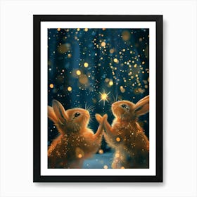 Rabbits In The Snow Art Print