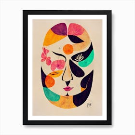 Abstract Floral Botanical Face 1 Art Print