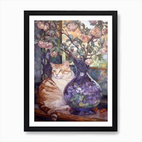 Lilac With A Cat 2 Art Nouveau Style Art Print