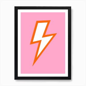 Orange Lightning Bolt on Pink Art Print