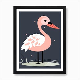 Baby Pink Flamingo Minimalistic Illustration 3 Art Print