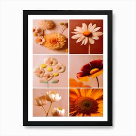 Fall Flowers, Collage, Autumn Collection Art Print