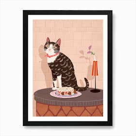 Cat And Lasagne 1 Art Print