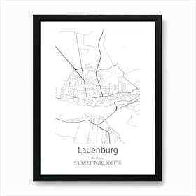 Lauenburg,Germany Minimalist Map Art Print