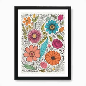 Floral Doodle 1 Art Print