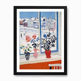 The Windowsill Of Reykjavik   Iceland Snow Inspired By Matisse 2 Art Print