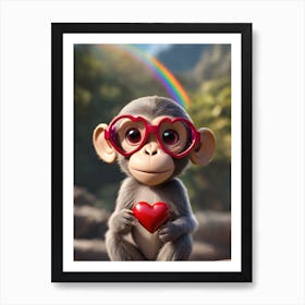 Monkey With Heart Art Print