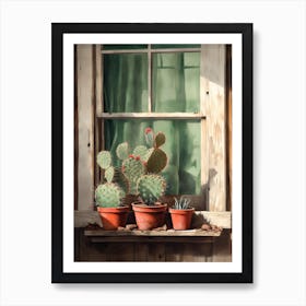 Fishook Cactus Window 2 Art Print