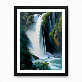 Kaihūrāngu Falls, New Zealand Peaceful Oil Art  Art Print