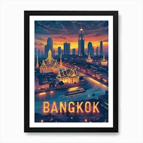 Bangkok City At Night Art Print