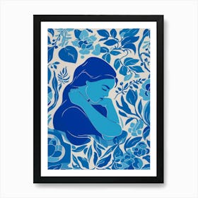 Blue Woman Silhouette 9 Art Print