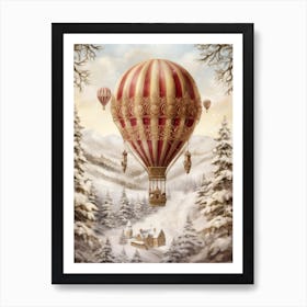 Hot Air Balloon In The Snow Art Print