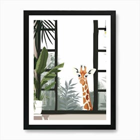 Giraffe In The Window Art Print