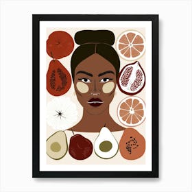 Woman With Fruits On Her Face Art Print