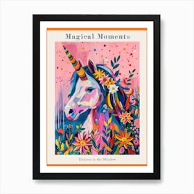Floral Unicorn In The Meadow Floral Fauvism Inspired 1 Poster Art Print