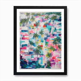 Miami Beach Summer Aerial View Painting Pattern 2 Art Print