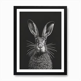 Belgian Hare Blockprint Illustration 5 Art Print