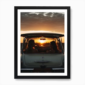 Sunset In A Car Art Print