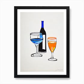 Assyrtiko Picasso 1 Line Drawing Cocktail Poster Art Print