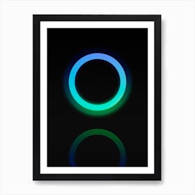 Neon Blue and Green Abstract Geometric Glyph on Black n.0060 Art Print