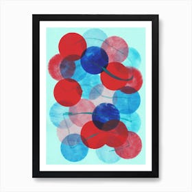 Connections Mint Green Blue Red Abstract dot dots circles kusama inspired vertical office hotel living room mid century Art Print