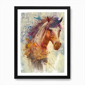 Horse Art Painting Drawing Vintage Retro Illustration Design 22 Art Print