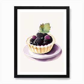 Blackberry Cobbler Dessert Retro Minimal Flower Art Print