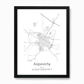 Asipovichy,Belarus Minimalist Map Art Print