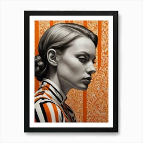 Woman In A Striped Shirt Art Print