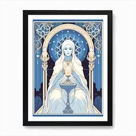 White Cat Tarot Card 2 Art Print