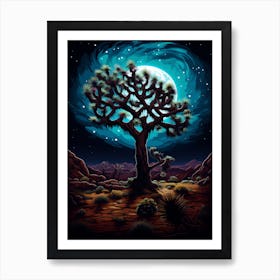 Joshua Tree At Night In South Western Style (2) Art Print