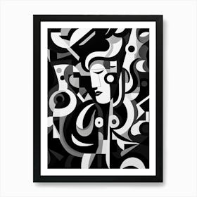 Joy Abstract Black And White 4 Art Print